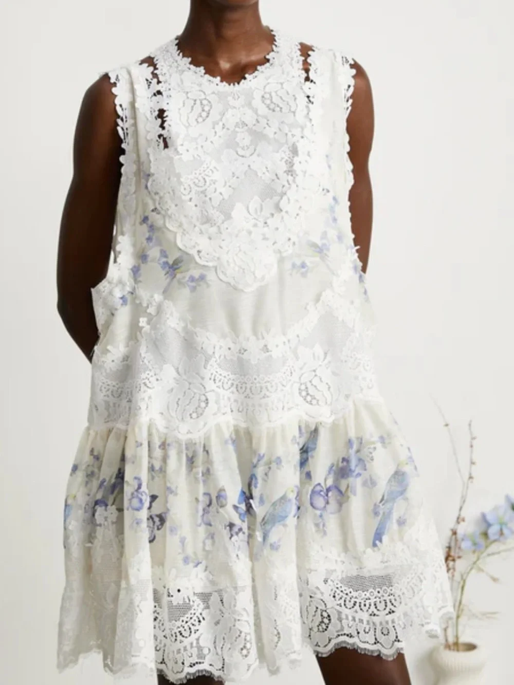 NWT Miss Rosier Zimmerman Two Pieces White Floral Mini Dress Size Large